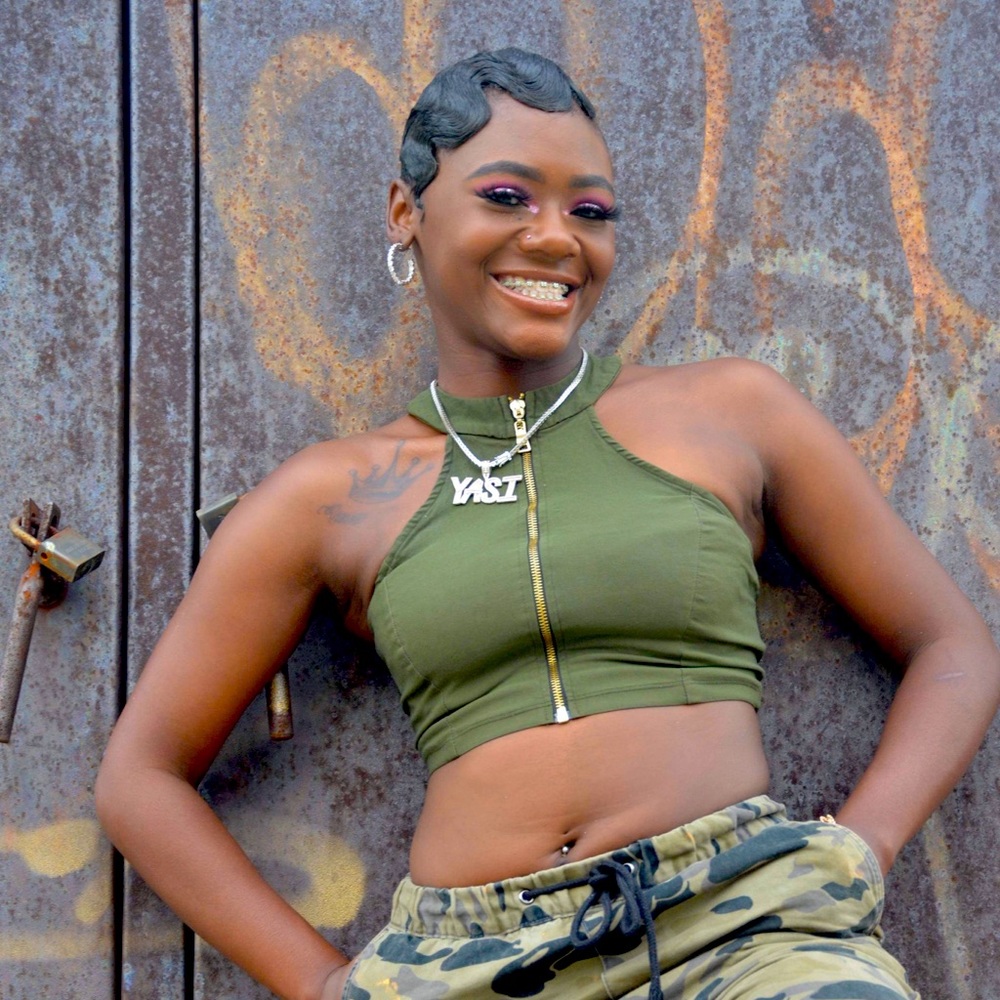 Olive green sleeveless cropped top